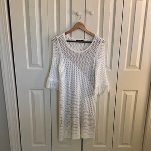 NIC+ZOE Textured White Long Sleeve Dress